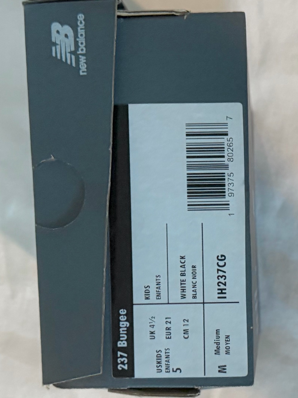 New Balance 237 Bungee Tiddlers White & Black Sneakers 5c - Picture 10 of 10